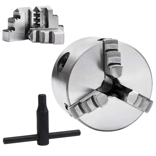 vidaXL 3 Jaw Self-Centering Lathe Chuck 80 mm Steel