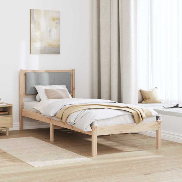 vidaXL Bed Frame with Headboard Light Grey 80 x 190 cm Solid Pine Wood
