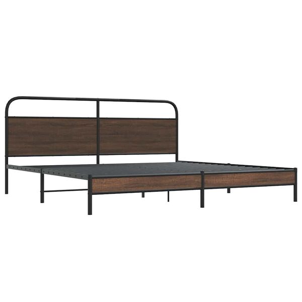 vidaXL Metal Bed Frame without Mattress Brown Oak 193x203 cm