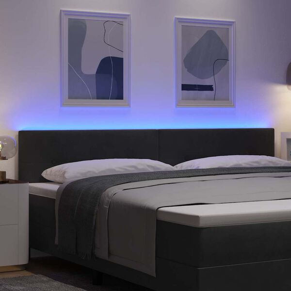 vidaXL LED Headboard with LED Strip Lights Black 200 cm Polyester