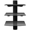 vidaXL 3-tier Wall Mounted Glass DVD Shelf Black