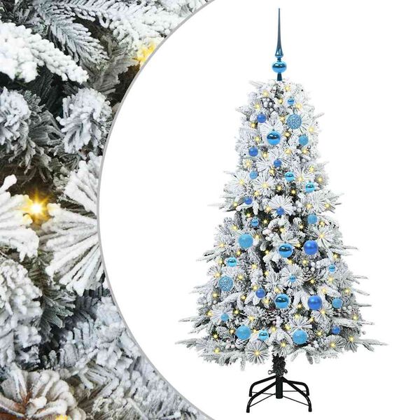 vidaXL Artificial Hinged Christmas Tree White 150 cm PE and PVC