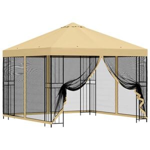 vidaXL Garden Gazebo with Sidewalls 3 x 3 m Cream Polyester and Steel