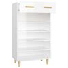 vidaXL Shoe Cabinet High Gloss White 60x35x105 cm Engineered Wood
