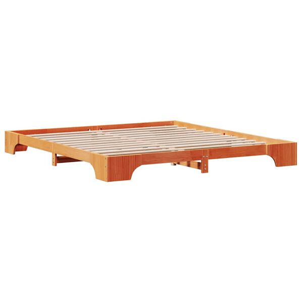 vidaXL Bed Frame Wax Brown 200 x 200 cm Solid Pine Wood