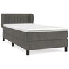 vidaXL Box Spring Bed with Mattress Dark Grey 90x190 cm Velvet