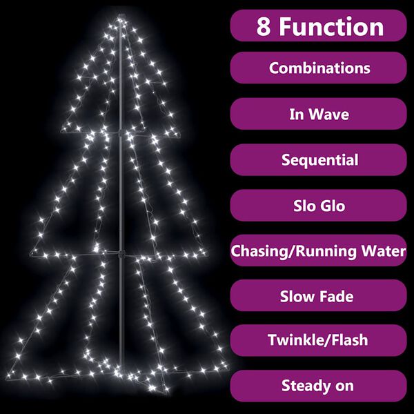 vidaXL Christmas Cone Tree 200 LEDs Indoor and Outdoor 98x150 cm