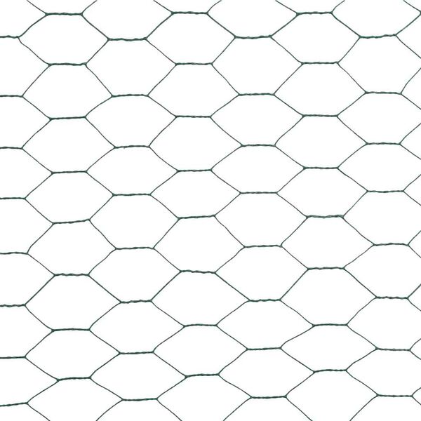 vidaXL Chicken Wire Fence Steel with PVC Coating 25x1.2 m Green