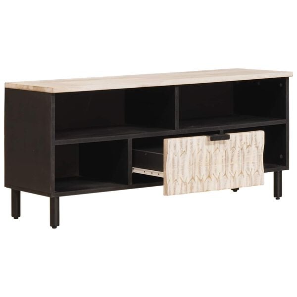 vidaXL TV Cabinet with Drawer White Wash Finish 100 x 33.5 x 46 cm