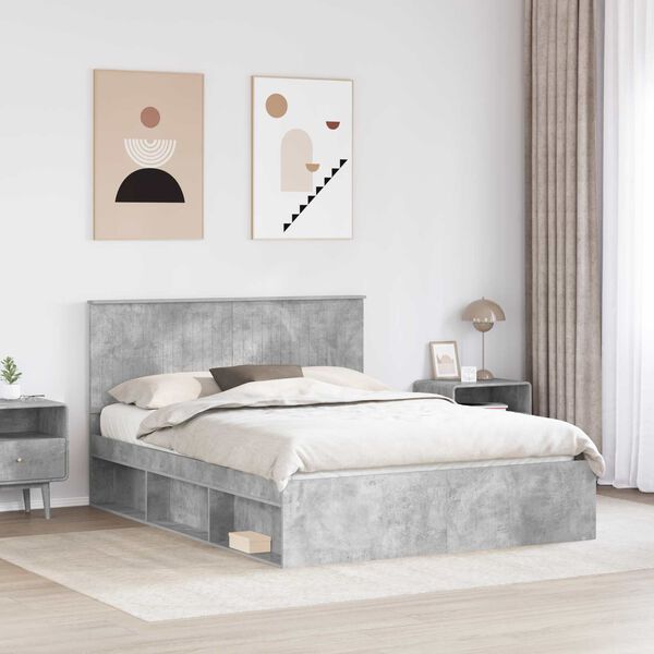vidaXL Bed Frame Concerte Grey 150 x 200 cm Solid Pine Wood