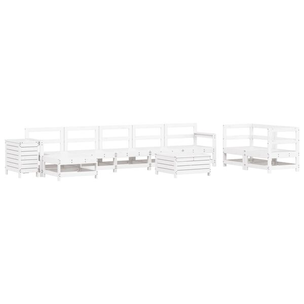 vidaXL 10 Piece Garden Sofa Set White Solid Wood Pine