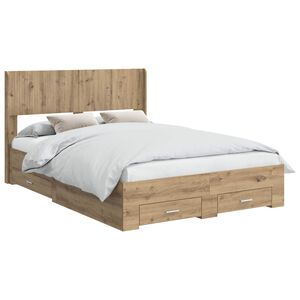vidaXL Bed Frame with Storage and Headboard Artisan Oak 120 x 190 cm