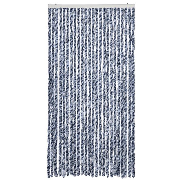 vidaXL Fly Curtain Blue and White 100x200 cm Chenille