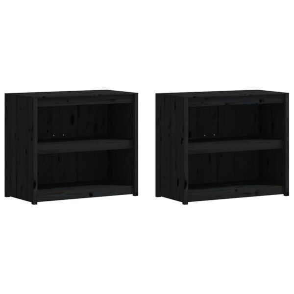 vidaXL Outdoor Kitchen Cabinets 2 pcs Black Solid Wood Pine