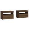 vidaXL Bedside Cabinets 2 pcs with LED Lights Brown Oak 60x35x40 cm