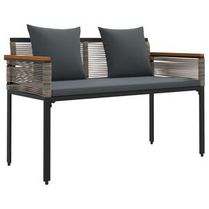 vidaXL Outdoor Bench Grey and Dark Grey 117 x 54 x 74.5 cm Poly Rattan