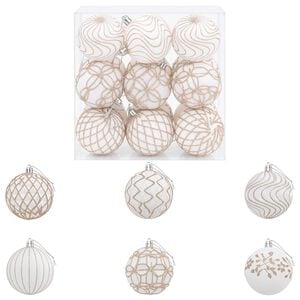vidaXL Christmas Ball Set XL 18 pcs White and Rose Gold Dia. 8 cm