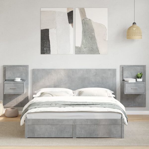 vidaXL Bed Headboard with Cabinets Concrete Grey 160 cm Engineered Wood