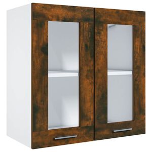 vidaXL Hanging Glass Cabinet "Lyon" Smoked Oak 60x31x60 cm