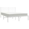 vidaXL Metal Bed Frame without Mattress with Headboard White 140x190cm