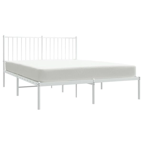 vidaXL Metal Bed Frame without Mattress with Headboard White 140x190cm