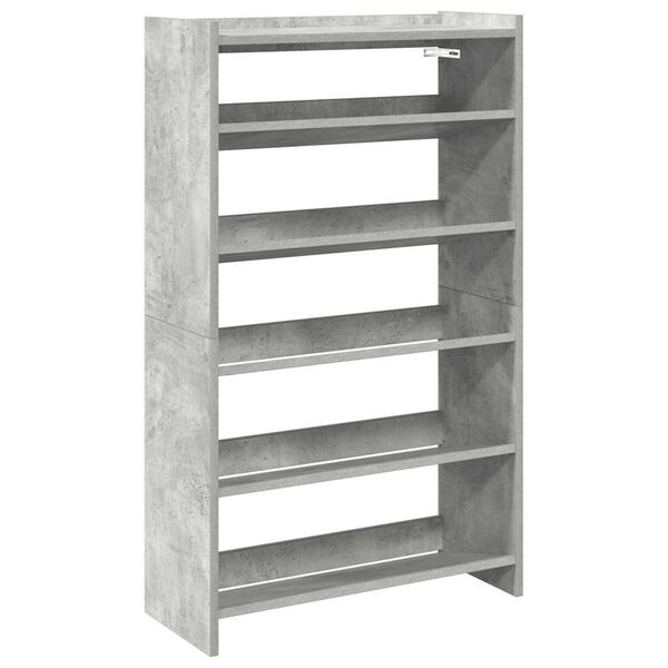 vidaXL Shoe Rack Concrete Oak 60x25x100 cm Engineered Wood