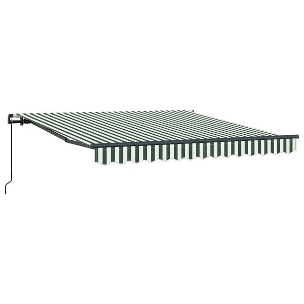 vidaXL Retractable Awning Manual Green and White 350 x 250 cm