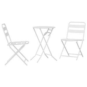 vidaXL Garden Bistro Set 3 pcs White Steel