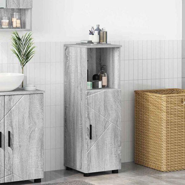vidaXL Bathroom Cabinet with Storage Grey Sonoma 30 x 35 x 95 cm