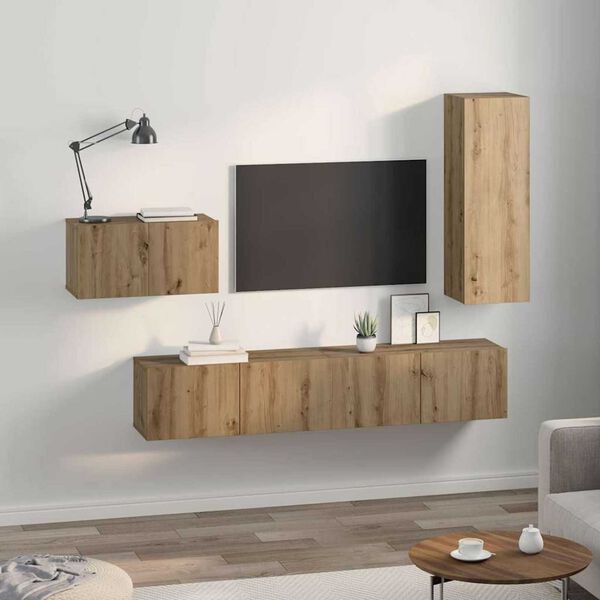 vidaXL TV Cabinet Set with Drawer 4 pcs Artisan Oak Engineered Wood