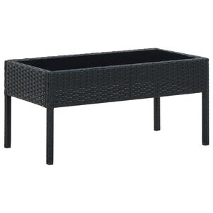 vidaXL Garden Table Black 75x40x37 cm Poly Rattan