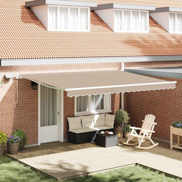 vidaXL Retractable Awning Manual Beige 450 x 300 cm Fabric and Steel