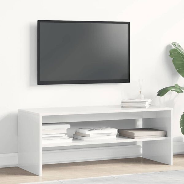 vidaXL TV Cabinet High Gloss White 100x40x40 cm Engineered Wood