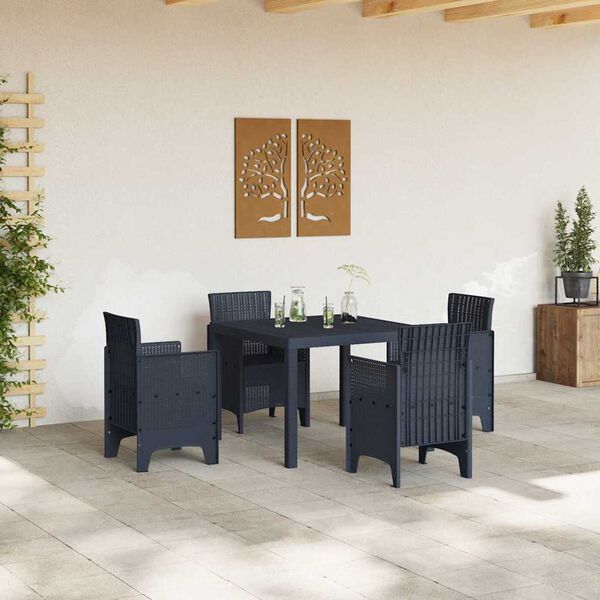 vidaXL Garden Dining Table Anthracite 100 x 100 x 73 cm Poly Rattan