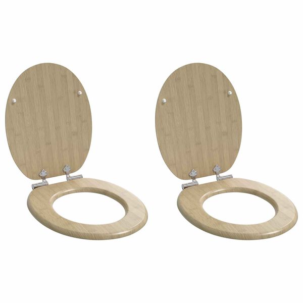 vidaXL Toilet Seat 2 pcs Light Bamboo Color 44 x 38 cm MDF board