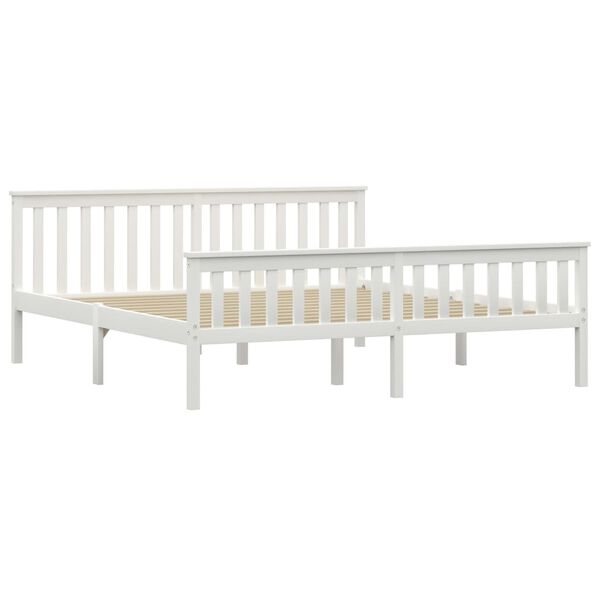 vidaXL Bed Frame without Mattress White Solid Pine Wood 180x200 cm Super King