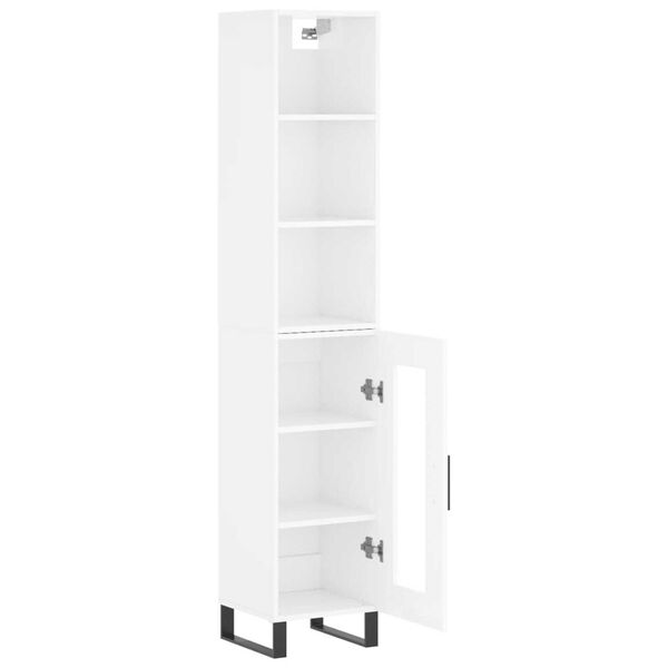 vidaXL Highboard High Gloss White 34.5x34x180 cm Engineered Wood