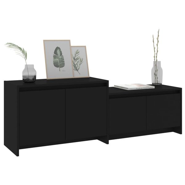 vidaXL TV Cabinet Black 146.5x35x50 cm Engineered Wood