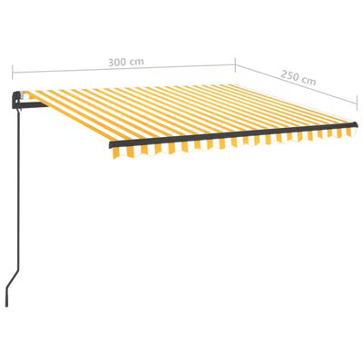 vidaXL Manual Retractable Awning with LED 3x2.5 m Yellow and White