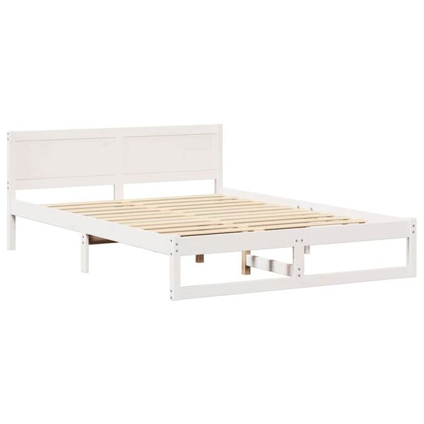 vidaXL Bed Frame with Headboard White 140 x 200 cm Solid Pine Wood