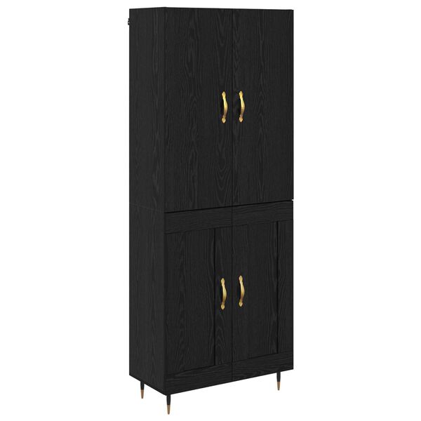 vidaXL Highboard Black Oak 69.5 x 34 x 180 cm Engineered Wood