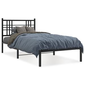 vidaXL Metal Bed Frame without Mattress with Headboard Black 90x190cm
