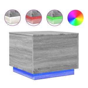 vidaXL Coffee Table with LED Lights Grey Sonoma 50x50x40 cm
