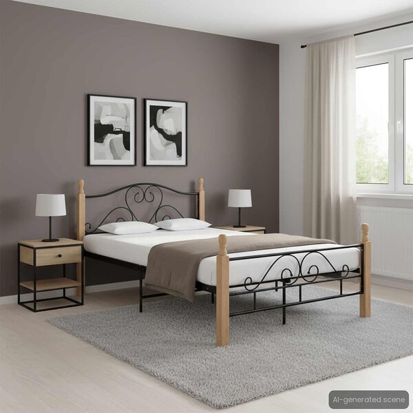 vidaXL Bed Frame without Mattress Black Metal 120x200 cm