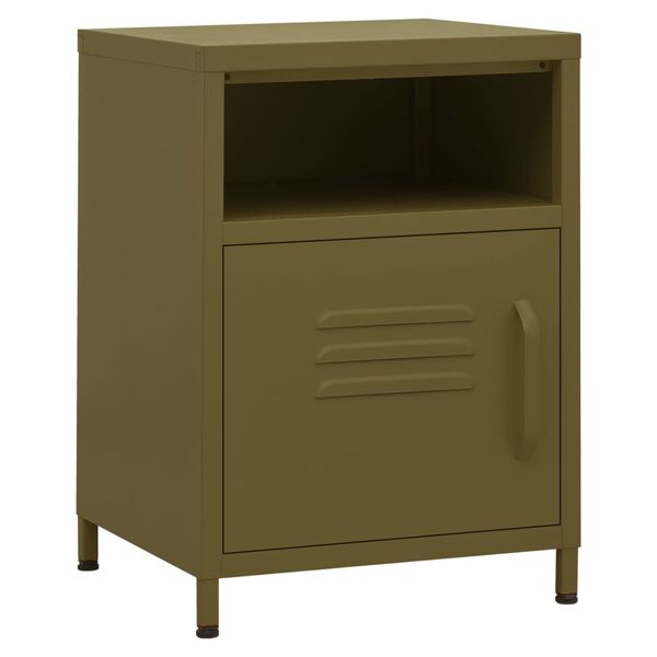 vidaXL Nightstands 2 pcs Olive Green 35x35x51 cm Steel