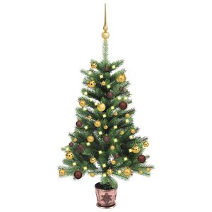 vidaXL Artificial Pre-lit Christmas Tree with Ball Set 90 cm Green