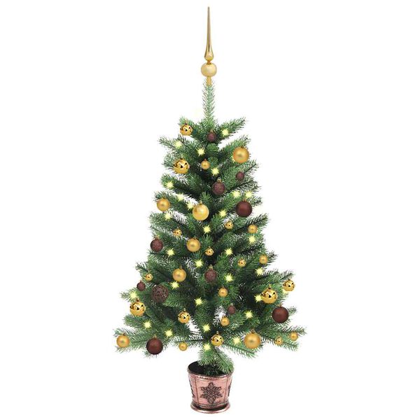 vidaXL Artificial Pre-lit Christmas Tree with Ball Set 65 cm Green