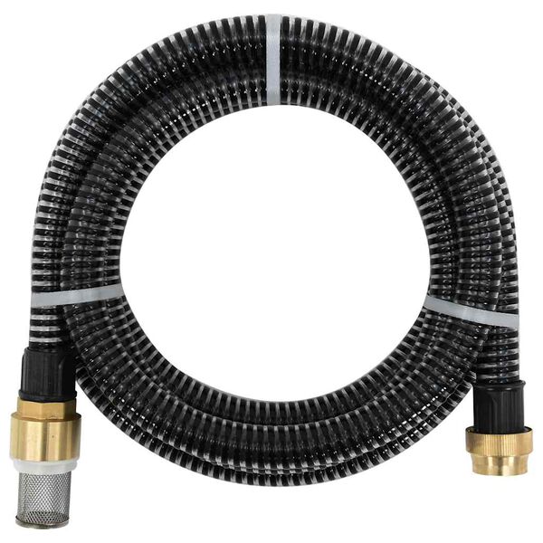vidaXL Suction Hose with Brass Connectors Black 1.1" 25 m PVC