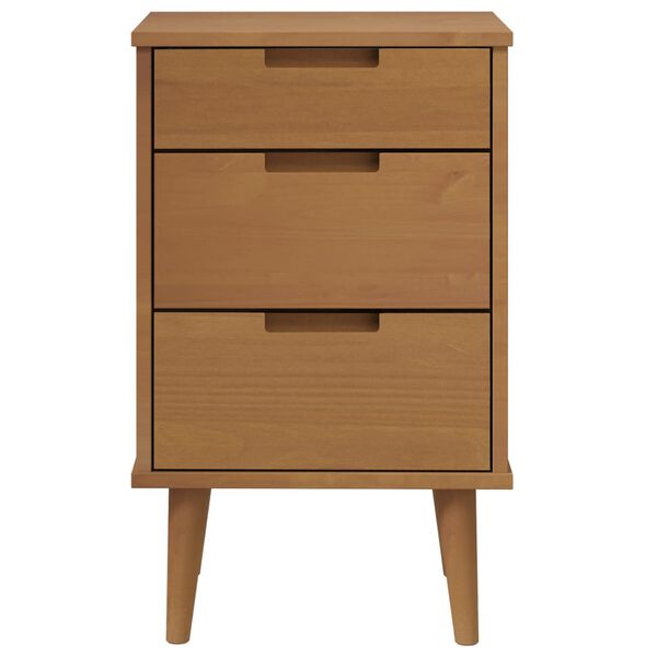 vidaXL Bedside Cabinet MOLDE Brown 40x35x65 cm Solid Wood Pine
