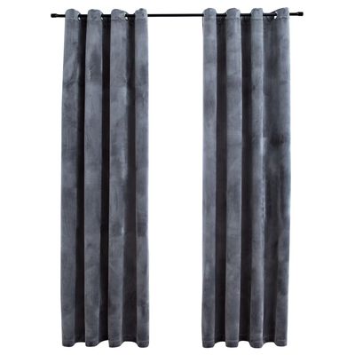 vidaXL Blackout Curtains with Rings 2 pcs Velvet Anthracite 140x245 cm